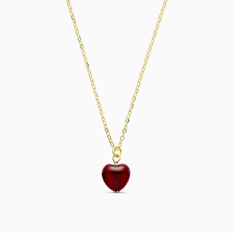Alma Red Jade Heart Gold Necklace – Bild 2