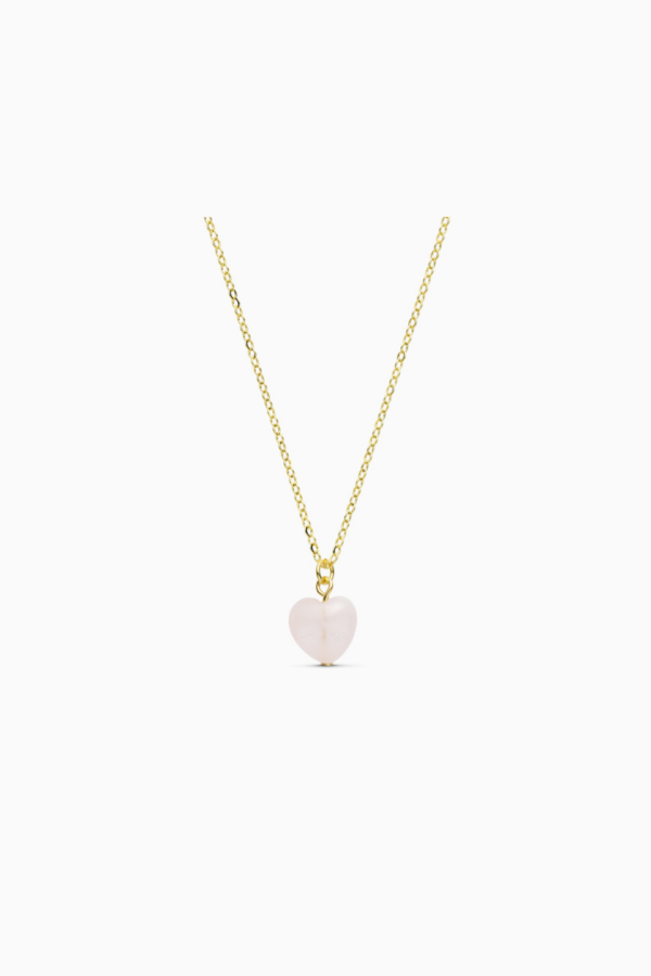 Alma Heart Rose Quartz Gold Necklace