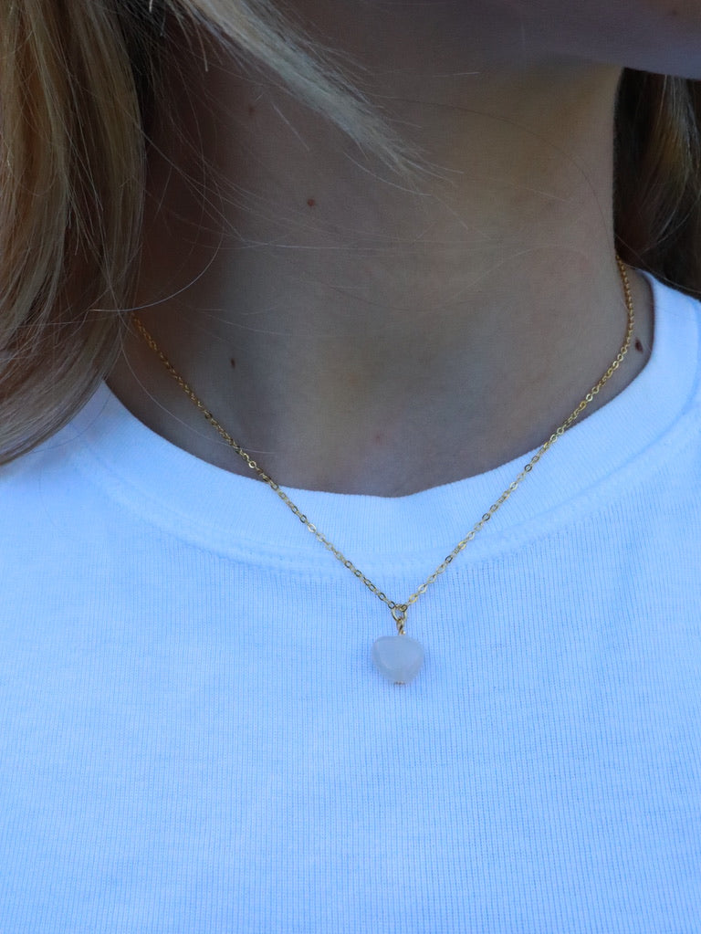 Alma Heart Rose Quartz Gold Necklace – Bild 2
