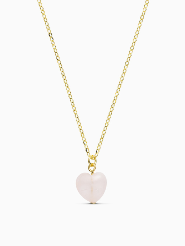 Alma Heart Rose Quartz Gold Necklace