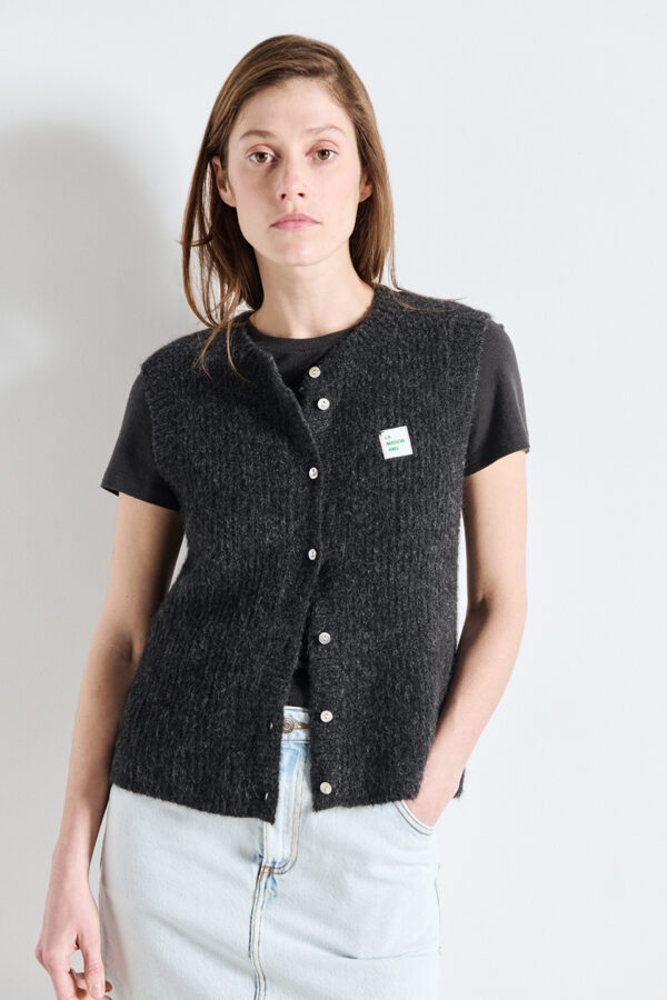 East Sleeveless Cardigan Charcoal
