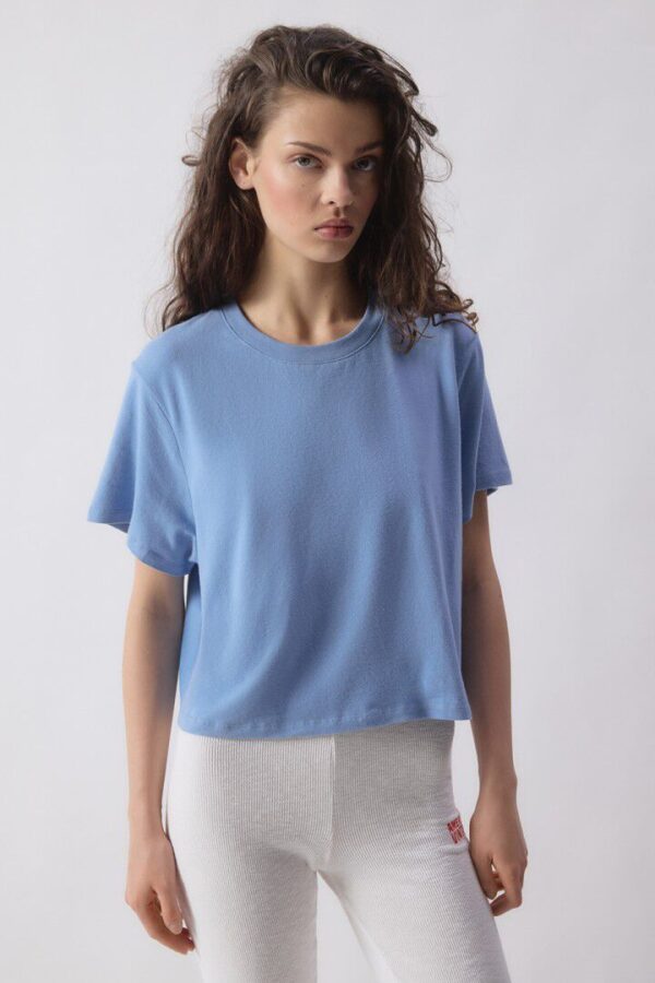 Ypawood T-Shirt Cropped Blue