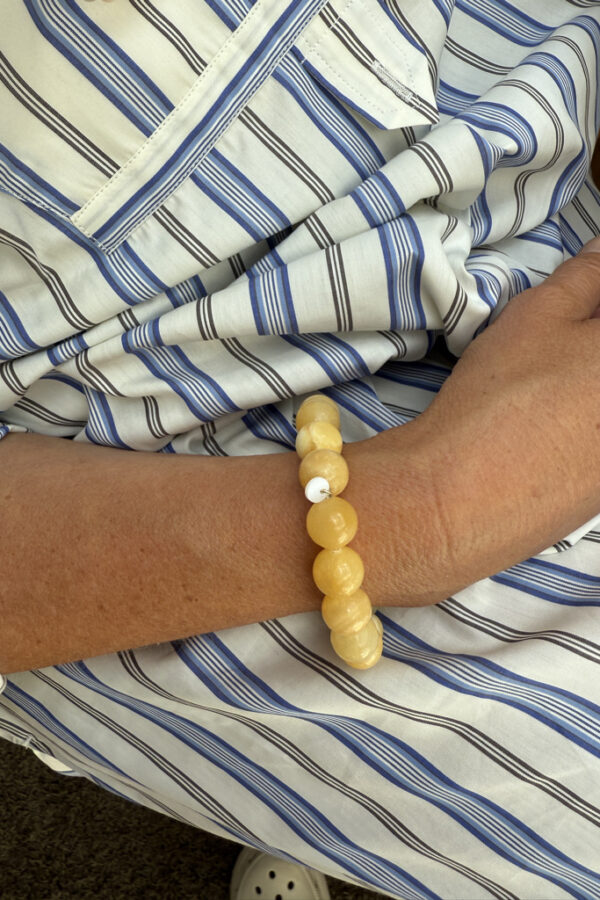 Chunky Yellow Jade Stretch Bracelet 12mm