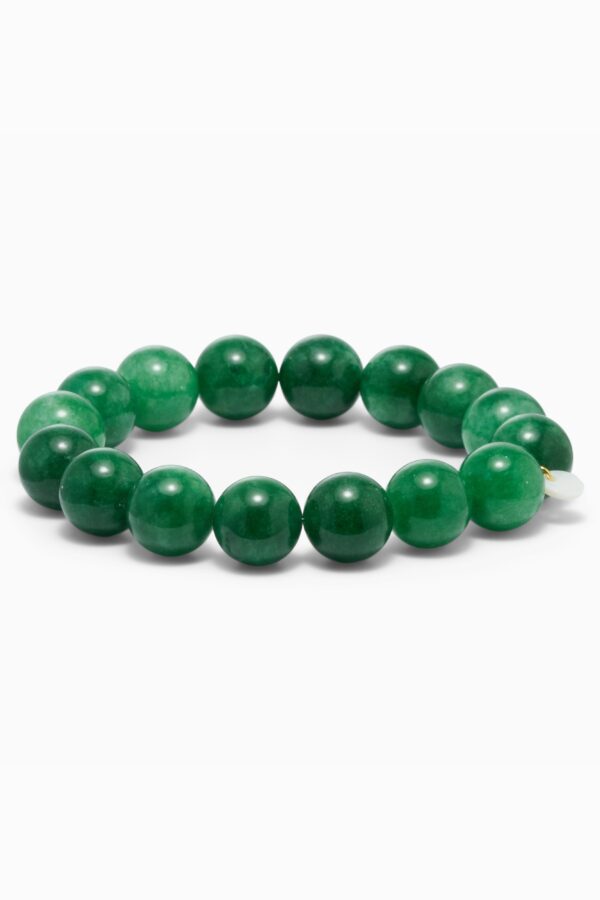 Chunky Green Jade Stretch Bracelet 12mm