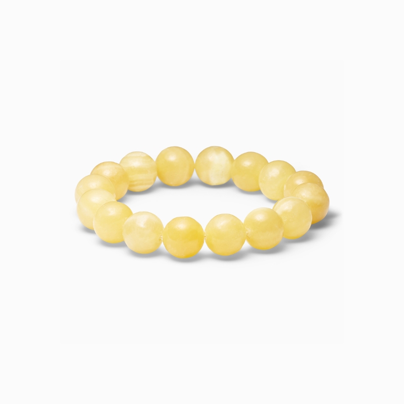 Chunky Yellow Jade Stretch Bracelet 12mm – Bild 2