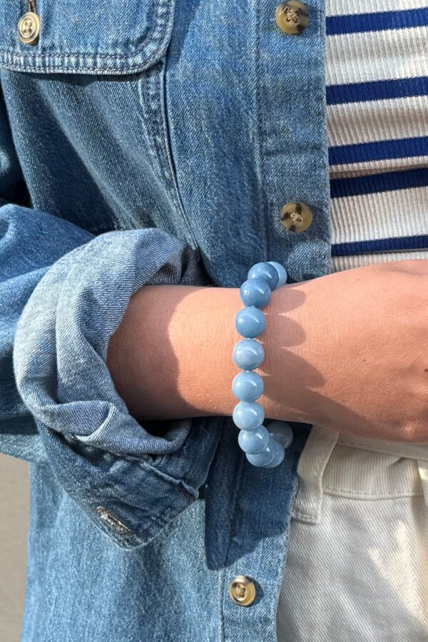 Chunky Aquamarine Stretch Bracelet 12mm