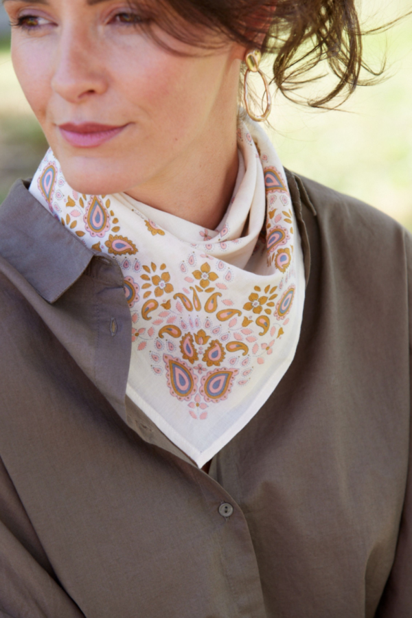 Small Scarf Bandana Ecru/Rose