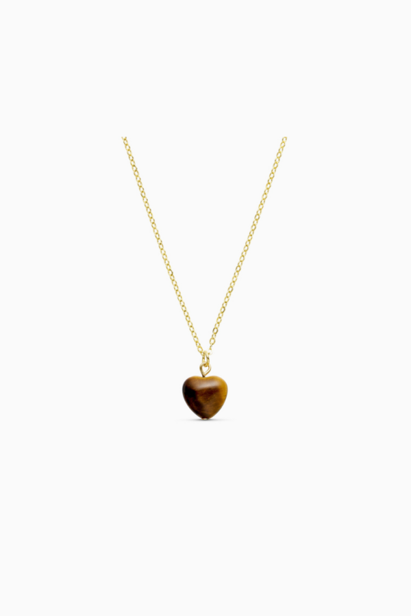 Alma Tiger Eye Heart Gold Necklace